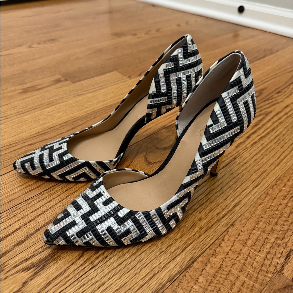 Black and White Patterned Women's Heels